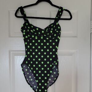 Black and Green Polka Dot Swimsuit